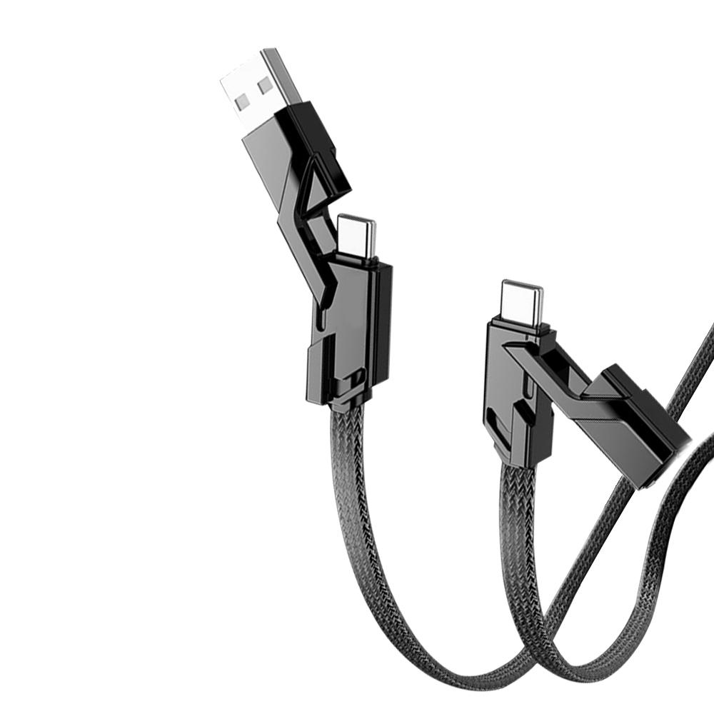 4 in 1 Usb C Data Cable Pd27w Super Quick Charger Usb Cable 65w Nylon Braided Type C Cable