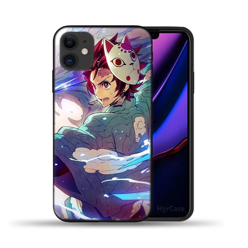 Чехол для телефона Demon Slayer с японским аниме для iPhone 11 12 13 Pro Max X XS XR 6 6S 7 8 Plus 5S SE 2020 12Pro 12Mini, черный силиконовый чехол
