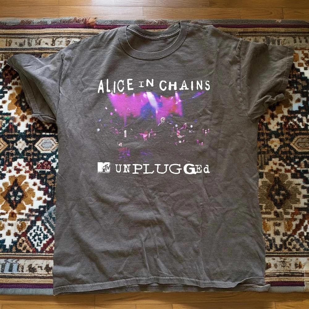 Vintage Alice In Chains MTV Unplugged Unisex Charcoal T-Shirt Size S-