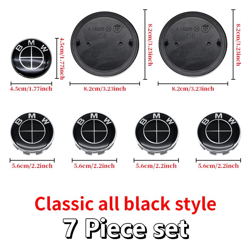 MLKQ6 All Black 82mm 74mm Car Front Rear Logo 68mm Wheel Hub Center Cover Steering Wheel Center Stickers For BMW E90 E87 F20 E46 F30