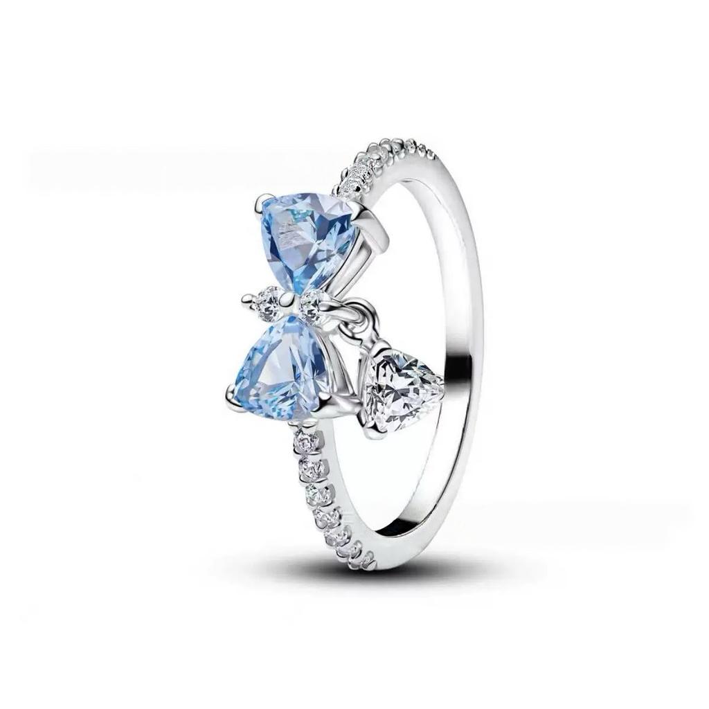 Butterfly Bow Ring Heart Shaped Rose Zircon Ring S925 Silver For Women's Ring Wedding Jewelry Gifts