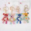 Cute Sweet Colorful Crystal Bear Key Chain Rhinestone Bag Accessories Keyring