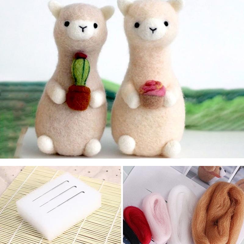 1PC Kid Gift Pack Kit Alpaca Poked DIY Handmade Material Non-Finished Animal Funny Wool Felt Model Doll