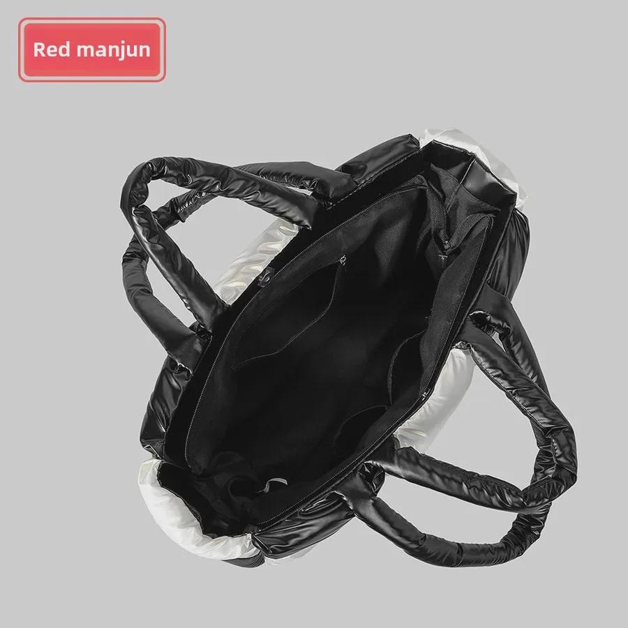 Женская легкая черно-белая клетчатая сумка-тоут – мягкая, пуховая сумка через плечо