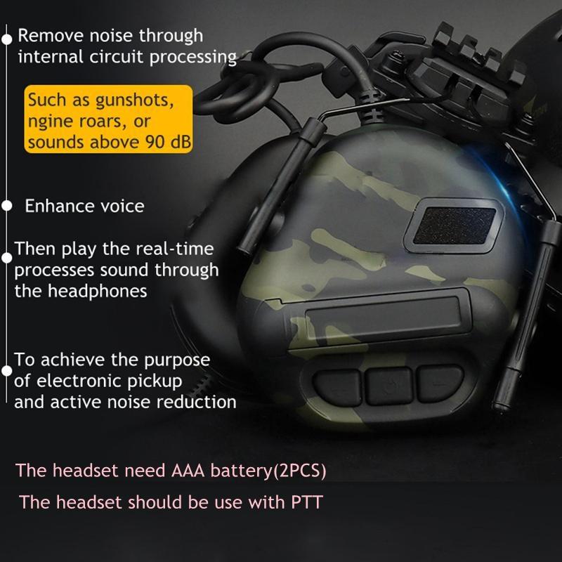 Шлем-гарнитура с шумоподавлением, звукосниматель, защита слуха, наушники для стрельбы, военные наушники для страйкбола