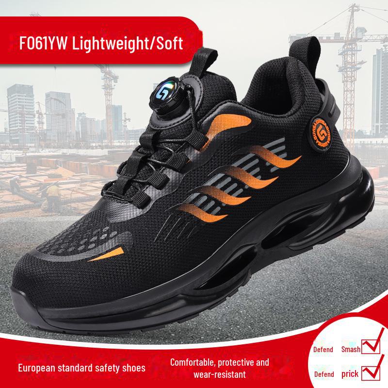 Мужские легкие защитные ботинки со стальным носком — защита от ударов и проколов, вращающаяся пряжка для осенне-зимних строительных работ
