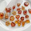 50g Mixed Vintage Gilt Czech Acrylic Beads: Amber, Powder Blue, Butterfly, Heart for DIY Beading