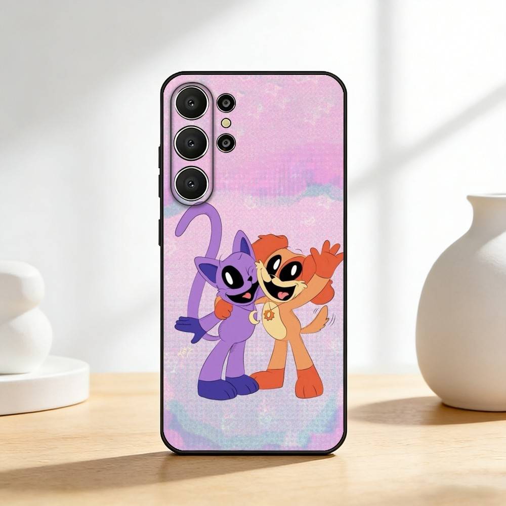 Cute C-Catnap and D-Dogday Phone Case For Samsung S26,S25,S24,S21,S22,S23,S30,Ultra,S20,FE,Lite,10,9,Black Cover
