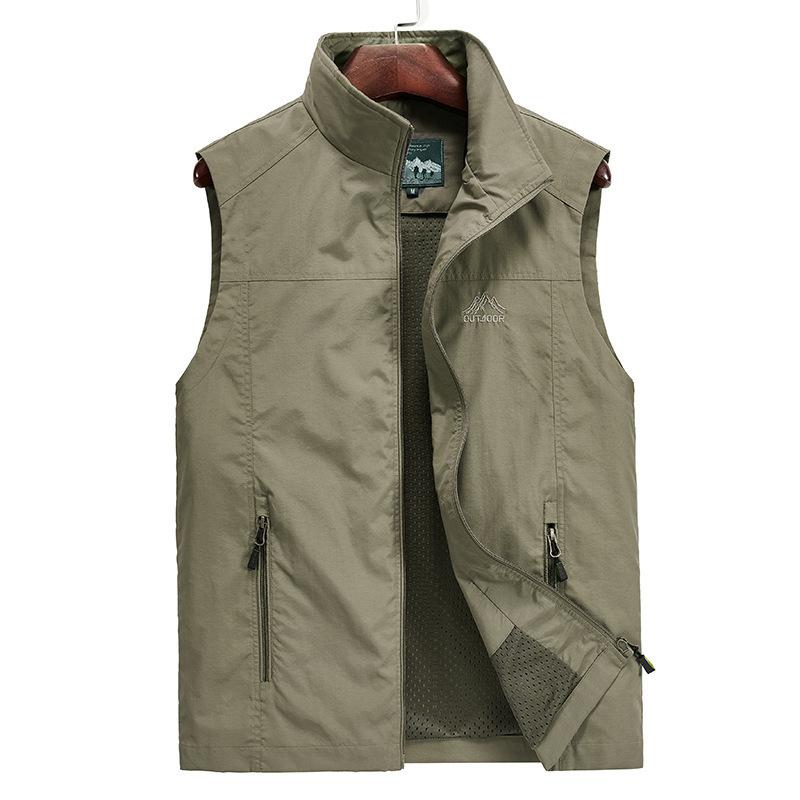 Vest Men's Middle-aged and Elderly Spring and Autumn Thin Jacket Outdoor Sports Quick-drying Vest Casual Breathable Large Size Vest