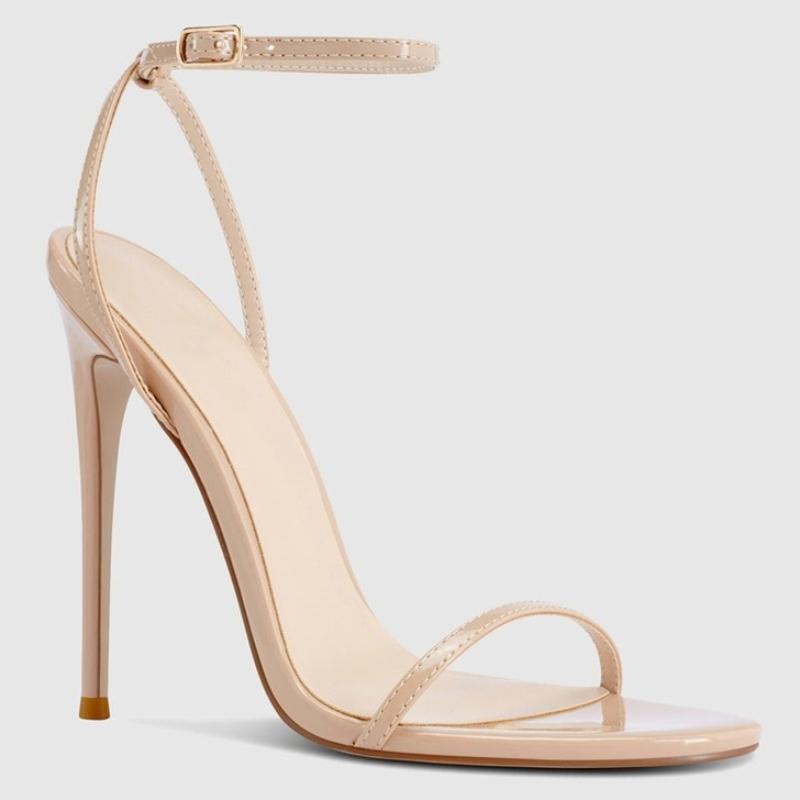 Сексуальные женские сандалии Летняя обувь 2025 Ремешок на щиколотке Шпилька Высокий каблук Зеленый Телесный Черный Свадебные Туфли для танцев Большой размер 45