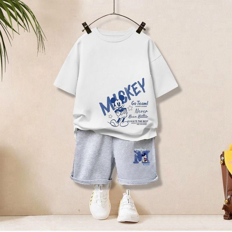 Летний комплект для детей Футболка с принтом Дисней Микки