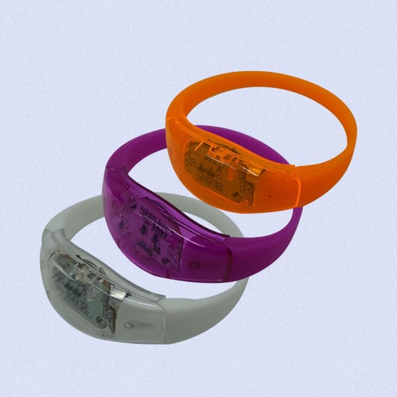 10pcs Voice Activated Sound Control LED Bracelets Flashing Silicone Bangle Christmas New Year Wedding Party Decoration