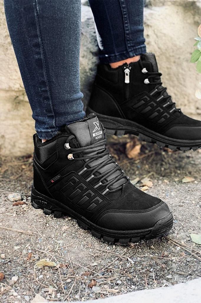 Men's Fashion Woolen Thick Heeled Booties Black Winter Short Boots Shoes