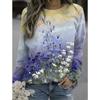 Casual Loose Women's Crew Neck Tops New 3D Plant Floral Print Autumn and Winter Fashion Raglan Long Sleeve  Large Size Pullover