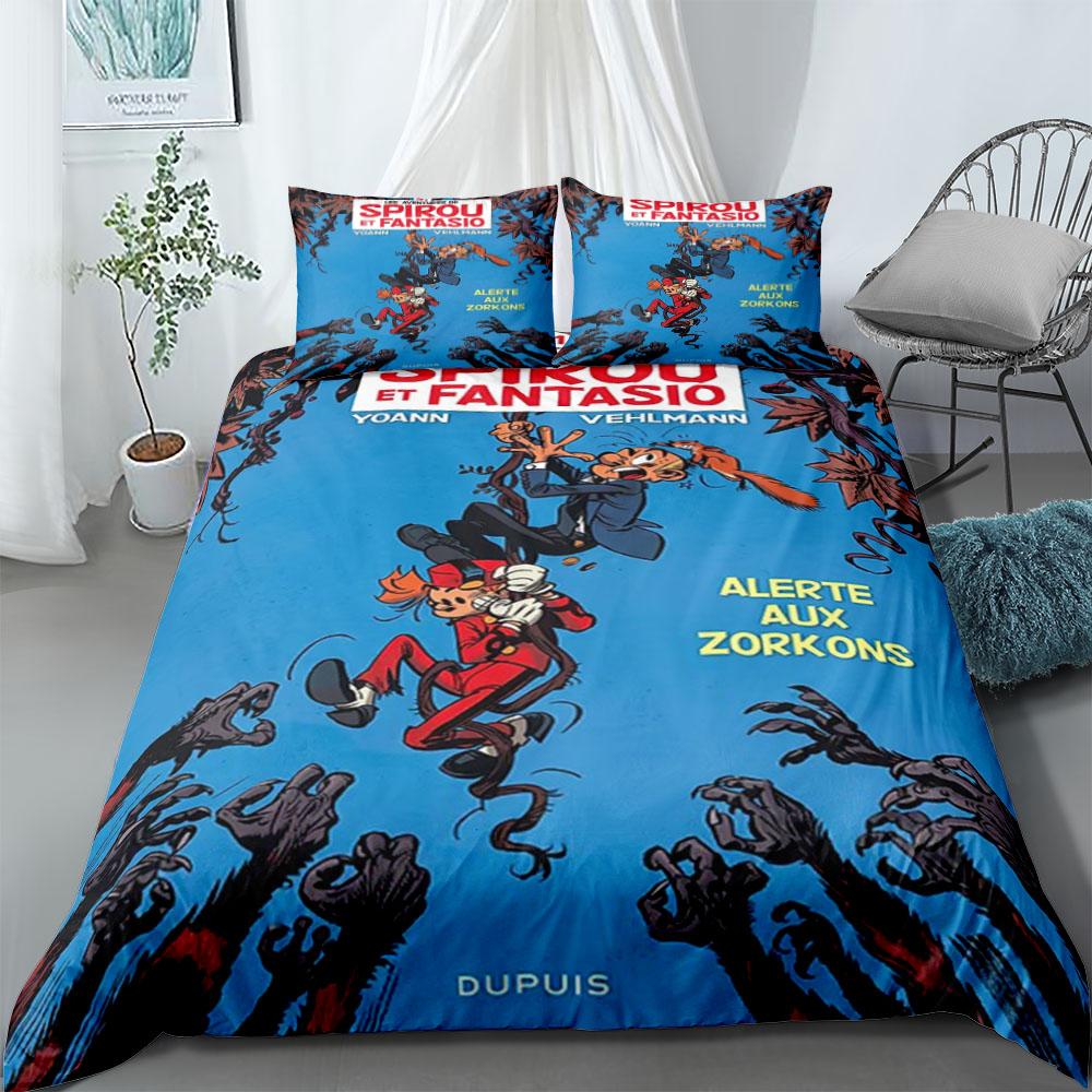 Комплект пододеяльника Spirou Et Fantasio Comics Stripe King Queen Double Full Twin Single