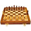 Wooden Handmade Foldable Magnetic Chess Board Set Wooden with Magnetic Pieces and Extra Queens for Kids and Adults