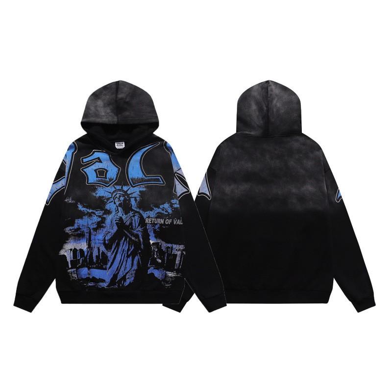 Unisex Oversized Vintage Washed Cartoon Print Hoodie Streetwear Loose Fit Air Layer Fabric Fall Sweatshirt