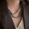 Vintage Luxury Grey Pearl Necklace Simple Temperament Cold Wind Collarbone Chain Female Jumper Chain