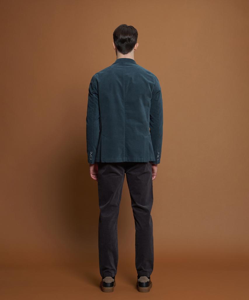 Panicale Blue Slim Fit Velvet Jacket