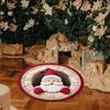 3D Christmas Rug Round Decorative Padded Carpet In Soft Velvet Material Featured Optical Design
