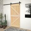 Sliding Door - Solid Pine - 90x210cm - Hardware Kit Included - Black Color - Durable