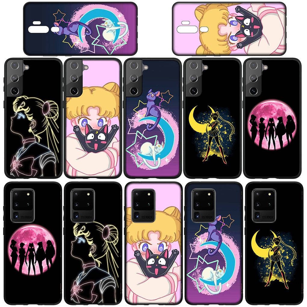 Чехол для iPhone 16 15 Xiaomi Redmi Note 14 13 12 11 Pro Max X 8 16e Samsung Galaxy S25 S24 S23 Moto OPPO Huawei Cat Sailor Anime Moon милый чехол для телефона