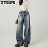 Джинсы широкие весна и лето новые ретро с высокой посадкой свободные прямые