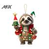 Clear Pattern Christmas Pendant Animal Ornaments, Cute 2D Flat Acrylic Hanging Bright Color Decoration for Xmas Tree, Winter Party, Home Decor Festive