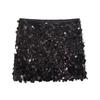 Women Mini Skirt High Waist Sparkling Sequin A-Line Short Skirt Hip Wrapped