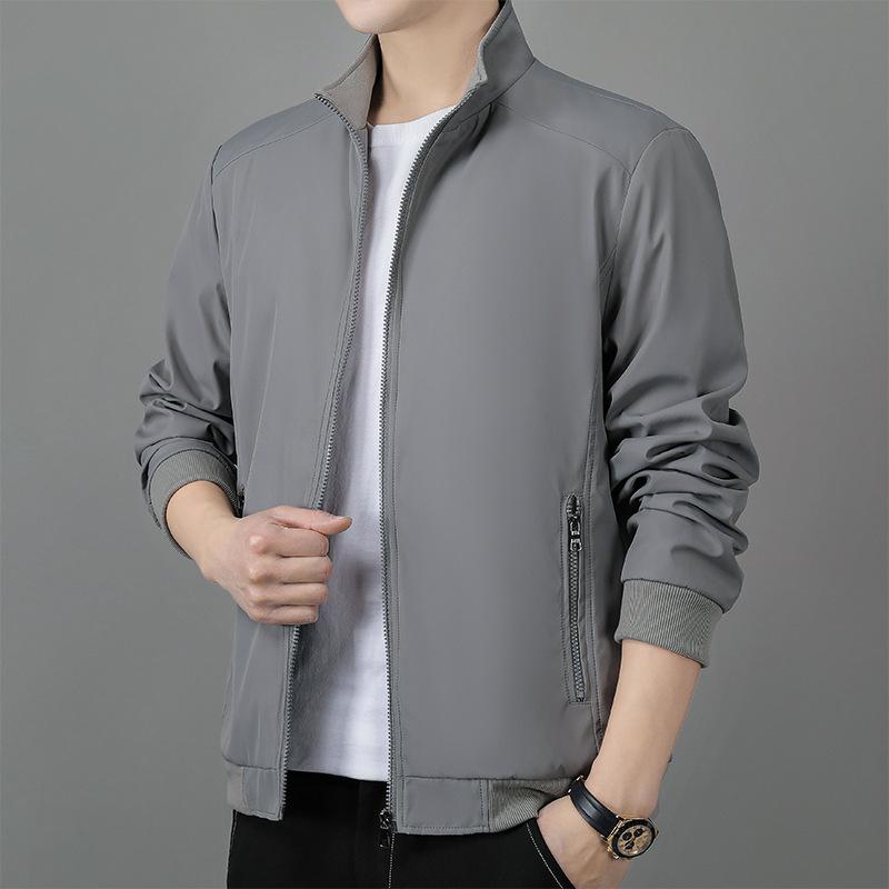 Men's Business Jacket with Stand Up Collar and Warm Fleece Jacket
