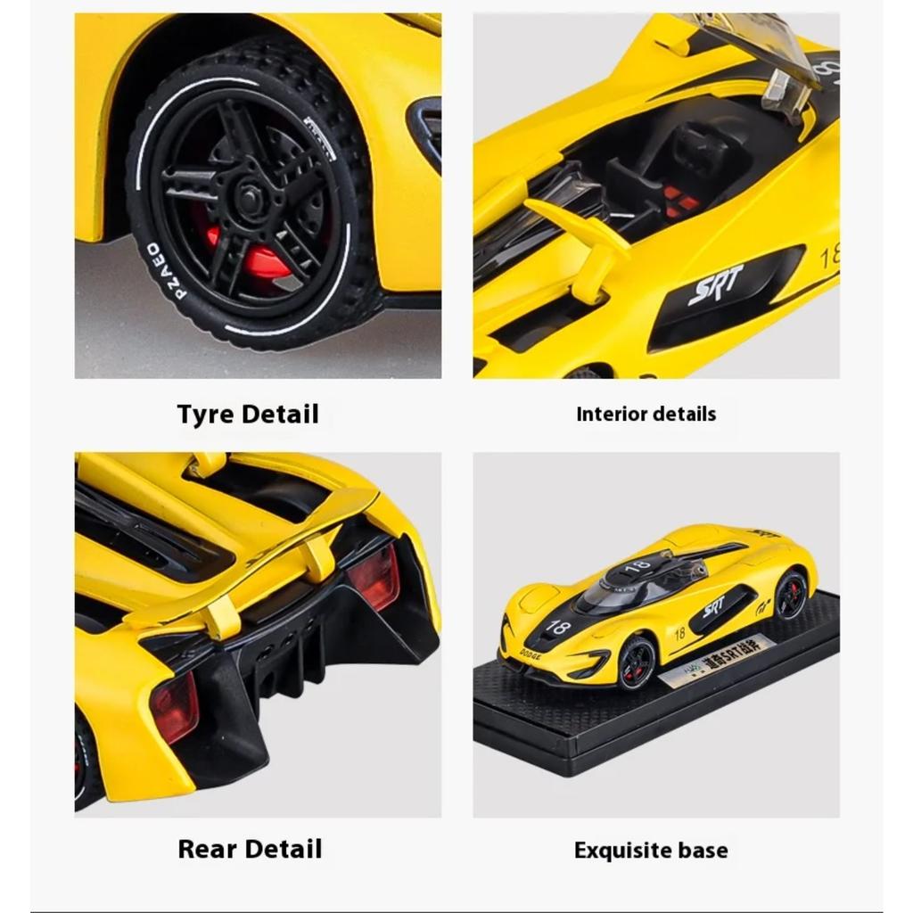1/32 Металлическая литая модель автомобиля Dodge SRT Tomahawk Track Edition Симуляция звука и света Детская игрушка Украшения Хэллоуинский подарок
