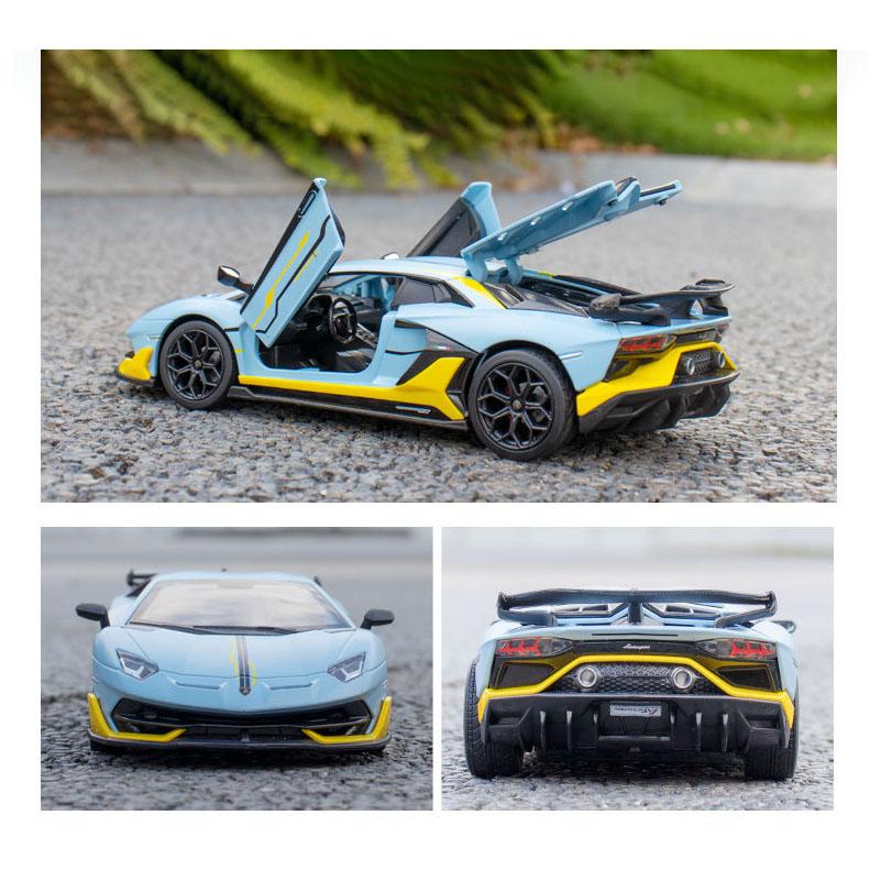 1:24-масштабная миниатюрная модель суперкара Aventador SVJ63 из сплава, откидной автомобиль со звуком и светом для детей и взрослых, коллекция подарков