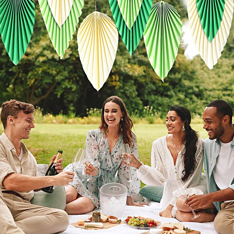 9 шт./набор классных украшений для вечеринок, настенные акценты, классные разноцветные элегантные бумажные веера, украшения в стиле бохо, 2 цвета