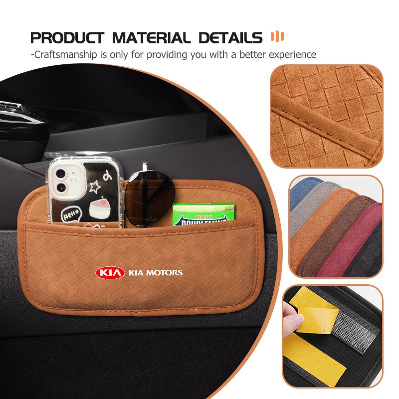 BBEC3 Car Center Console Side Paper Towel Key Storage Bag Pocket Organizer Bags For KIA Sorento Stinger Soul Spectra Niro Cadenza