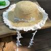 Breathable Vacation Beach Cap with Garland Woven Sun Cap Big Brimmed Straw Hat  Masquerade
