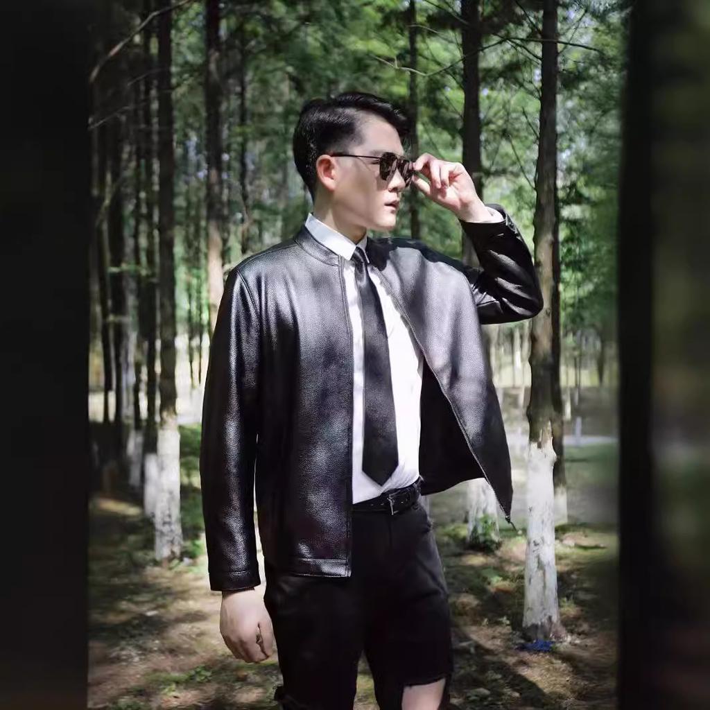 Кожаная куртка мужская куртка весна и осень новая повседневная универсальная облегающая большая куртка с воротником-стойкой мужская кожаная куртка локомотив