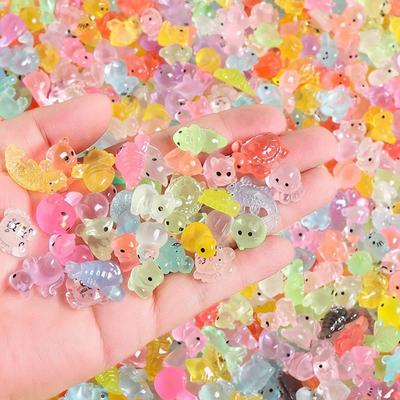 50/100 шт. миниатюрные фигурки животных из смолы, светящиеся в темноте, крошечный медведь, кролик, рыба, украшение, микроландшафт для сада, аквариума, кукольного домика, офиса, дома