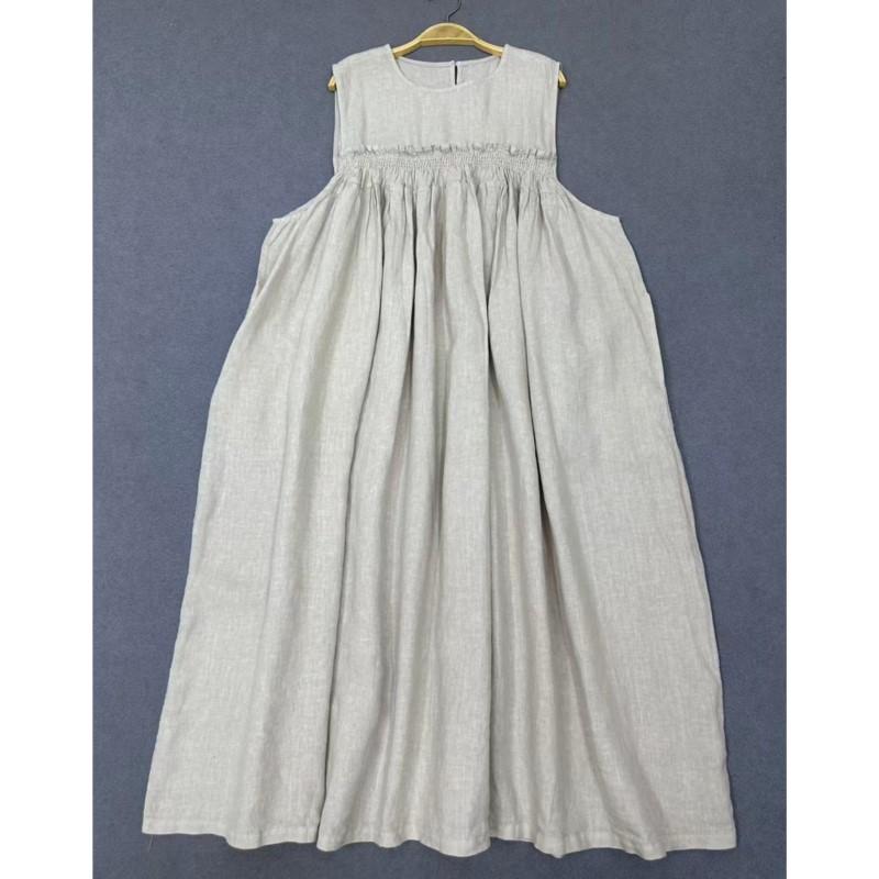 Johnature Повседневное платье без рукавов для женщин, летнее, повседневное, свободное, простое, с эластичной талией