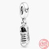 Trendy 925 Sterling Silver Pink Enamel Travel Bag Shopping Bag Beaded Charm Fits Fashion Snake Bracelet Jewelry Making Beads