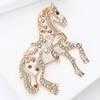 Alloy Multicolor Horse Brooch Rhinestone Inlaid Standing Horse Brooch Lapel Pin Zodiac Year Animal Brooch for Men Women Clothing Accessories