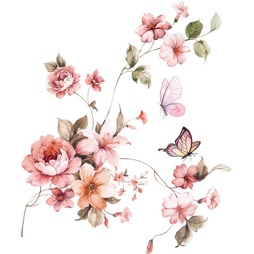 Романтическая наклейка на стену акварелью в форме цветка для шкафов и поверхностей