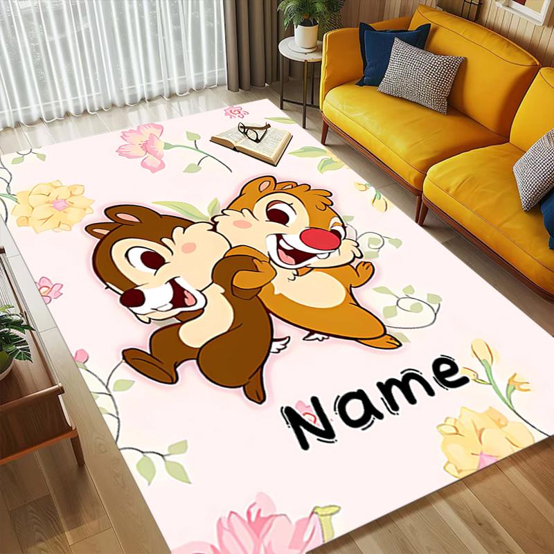 Custom Name Chip Dale Adventure Living Room Non-Slip Area Rug Soft Carpet for Bedroom Kids Playroom Sofa Office Home Decor Doormat