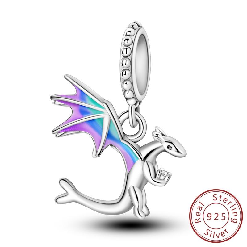 Медные Шармы Бусины Милые Шармы-Хамелеоны в форме Огненного Дракона Подходят для Оригинальных Подвесок Браслет Сделай Сам Женские Ювелирные Изделия Подарок