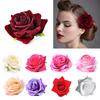 Velvet Cloth Rose Hair Clip Artificial Flower Corsage Brooch Pin Flamenco Dancer Hair Accessories