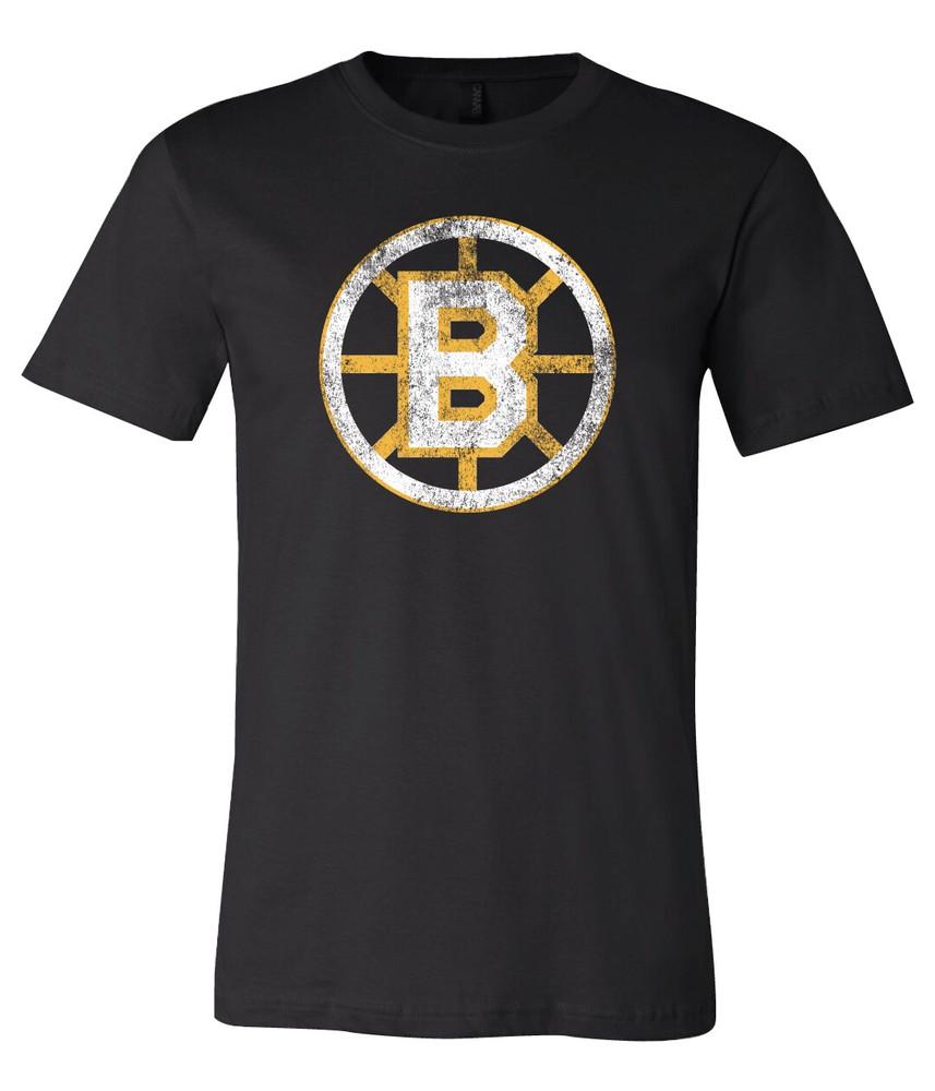 Футболка с потертым логотипом Boston Bruins S-6XL Отслеживание!! Футболка Unisex