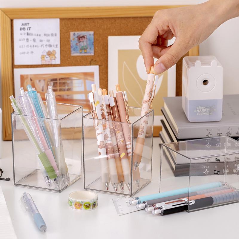 Креативный студенческий акриловый держатель для ручек в стиле MUJI - Прозрачный настольный органайзер