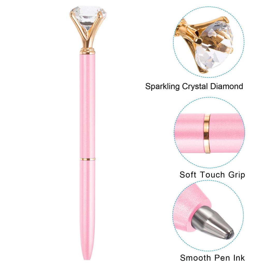 PATIKIL Шариковая ручка-стилус Crystal Black Medium Style Упаковка 6 шт. Ручка, Алмаз, Чернила, Наконечник 1,0 мм, 1, Розовый,