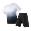 Mens Quick-Dry Sportswear Set Casual Short Sleeve T-Shirt Mid-Length Shorts Youth Fashion Athletic Outfit