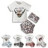 Летняя футболка с принтом животных для малышей + шорты + повязка на голову, комплект из 3 предметов, одежда для детей 0–3 лет