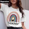 Футболка для женщин 2024 с принтом «Радуга Учитель», повседневный подарок, футболки в стиле Харадзюку, женские летние топы с короткими рукавами, FeUnisex, футболка унисекс